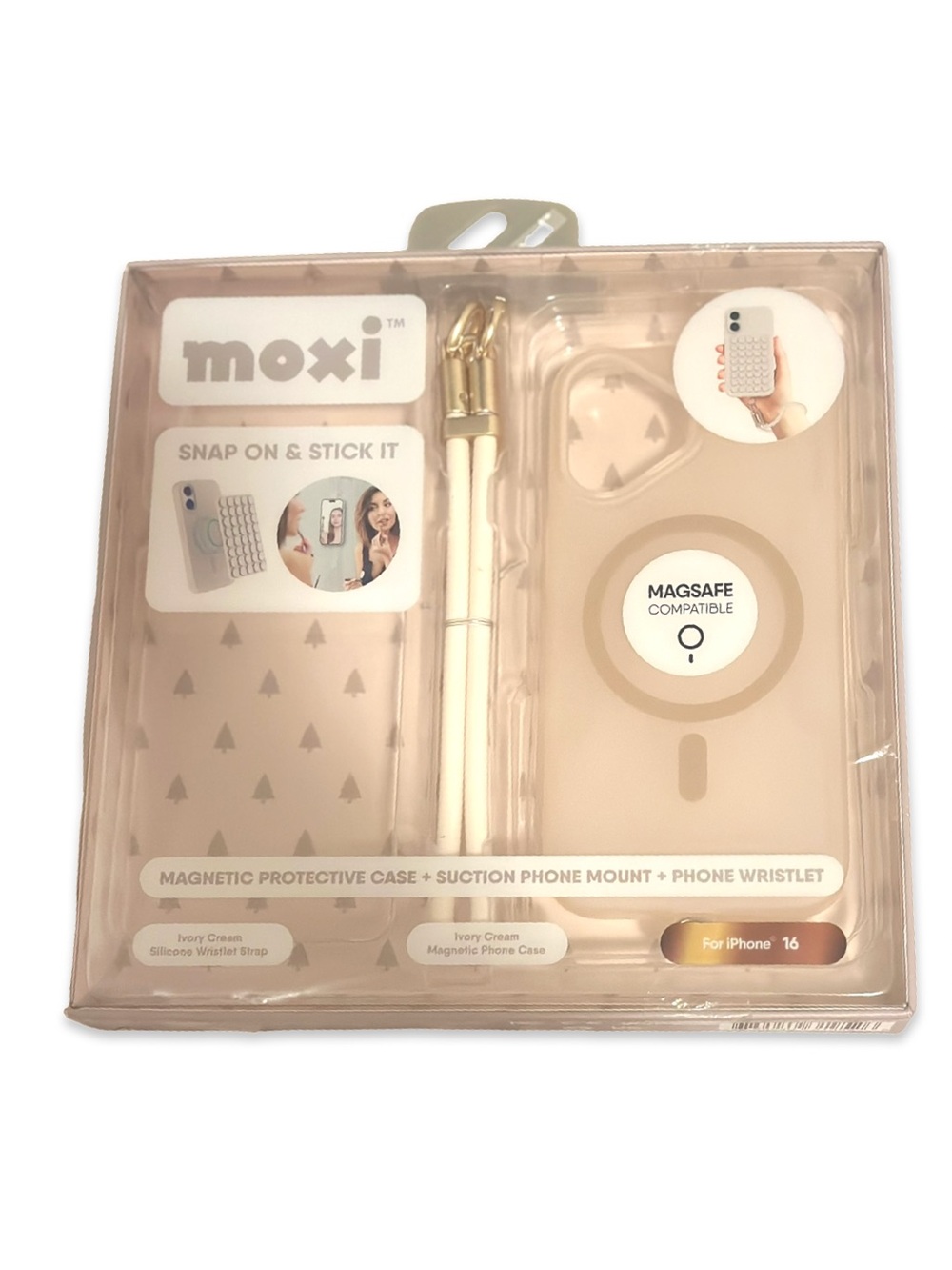 NWT IPhone 16 Ivory Phone Mount Mag Safe Case with Strap